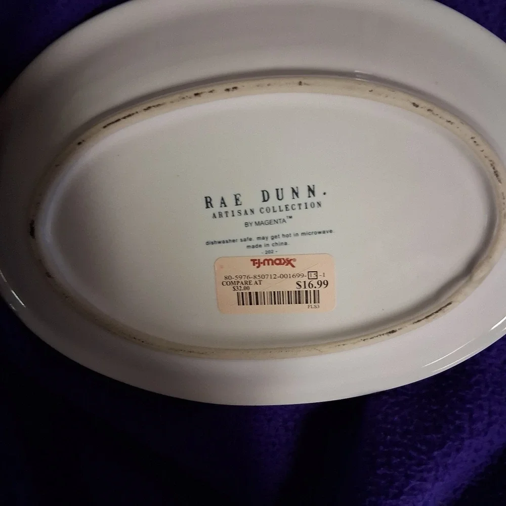 New Rae Dunn Happy Spring Oval Snack Plates Lot of 2‎ Artisan Collection